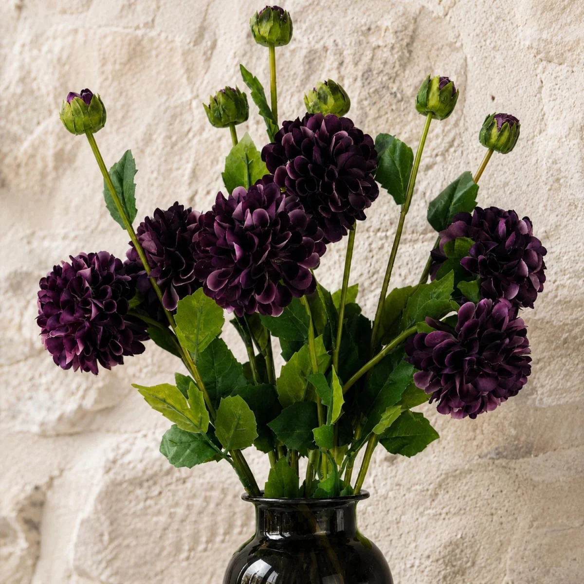 75cm Pack of 6 Artificial Dahlia PomPom Flower Stems - Purple - Cream Flower Stems – image 14