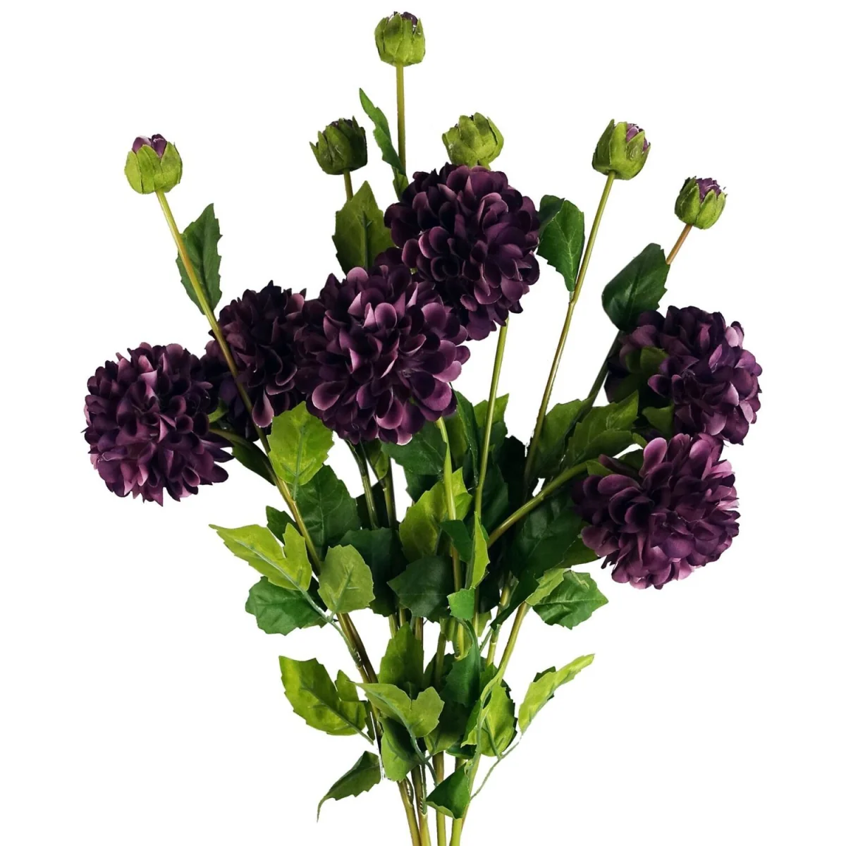 75cm Pack of 6 Artificial Dahlia PomPom Flower Stems - Purple - Cream Flower Stems – image 15