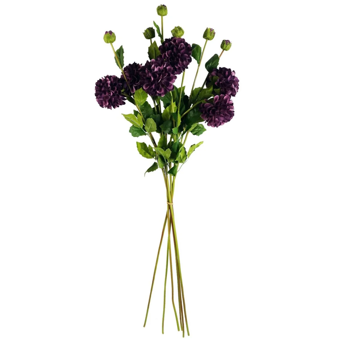 75cm Pack of 6 Artificial Dahlia PomPom Flower Stems - Purple - Cream Flower Stems – image 16