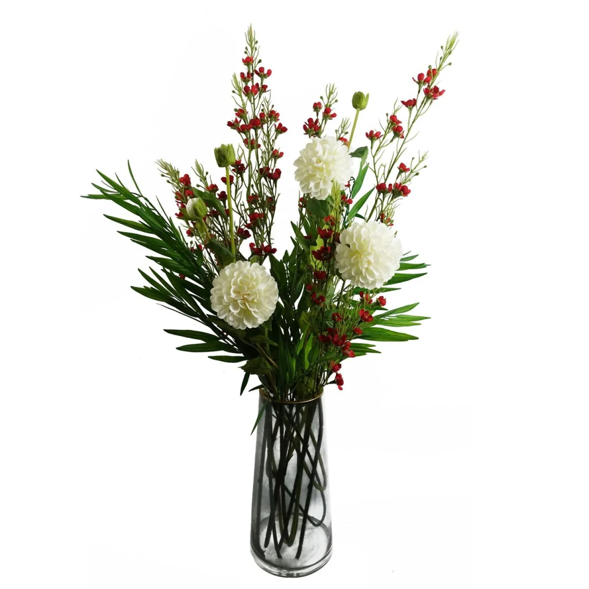 75cm Pack of 6 Artificial Dahlia PomPom Flower Stems - Purple - Cream Flower Stems – image 7