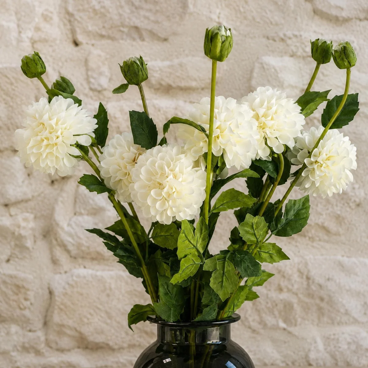 75cm Pack of 6 Artificial Dahlia PomPom Flower Stems - Purple - Cream Flower Stems – image 8