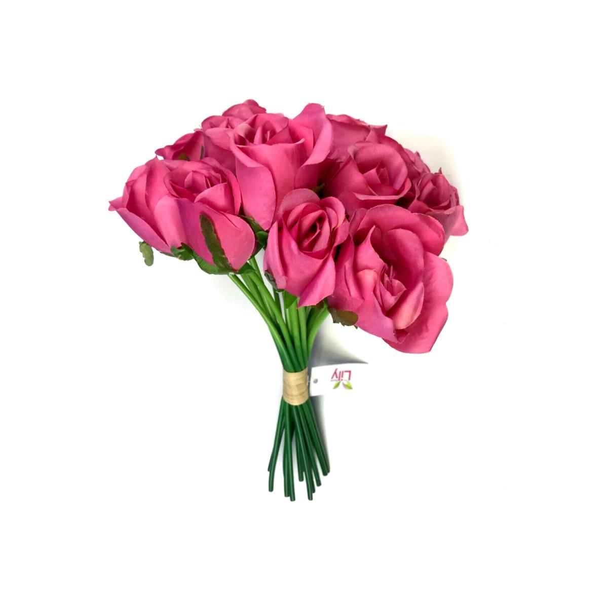 Faux Rose Bundle with 18 Dark Pink Flowers - Pink – image 1