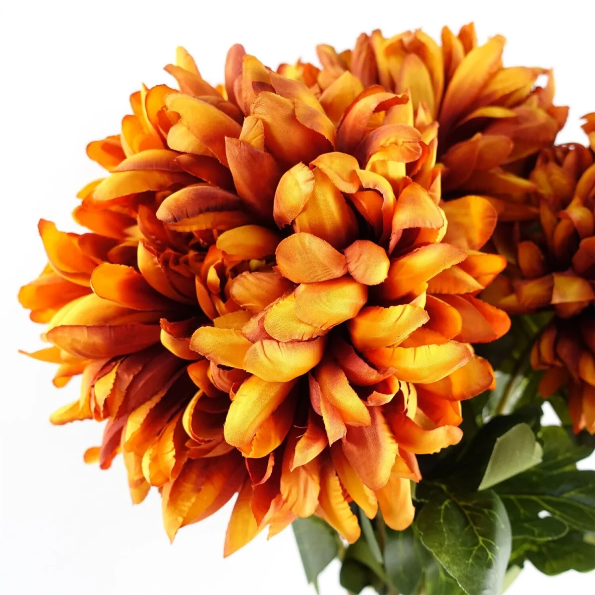 Pack of 6 x 75cm Artificial Extra Reflex Chrysanthemum Orange - Yellow Flower Stems – image 20