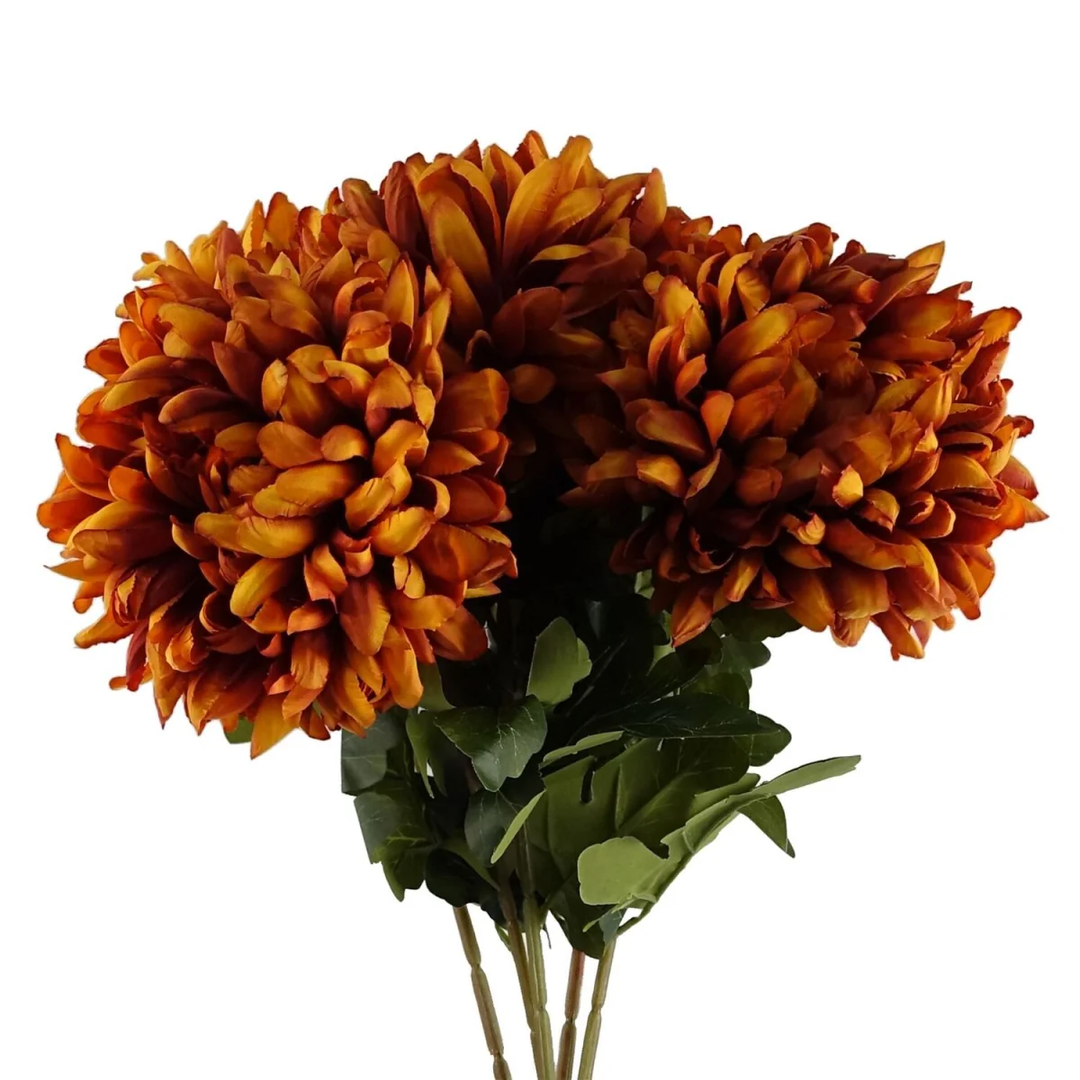 Pack of 6 x 75cm Artificial Extra Reflex Chrysanthemum Orange - Yellow Flower Stems – image 21
