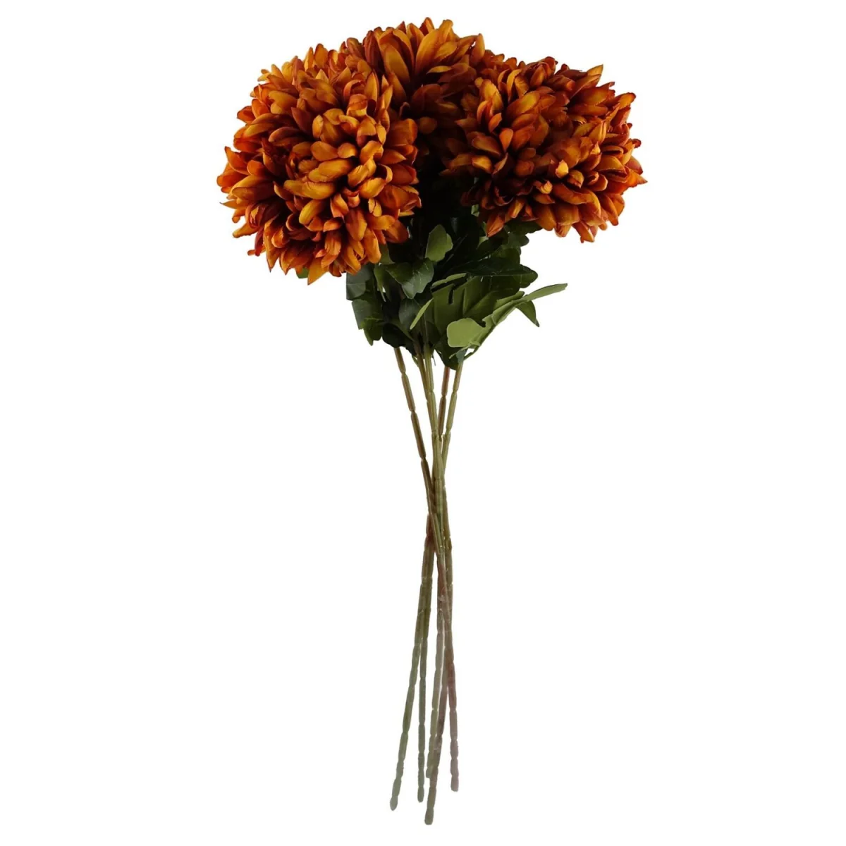 Pack of 6 x 75cm Artificial Extra Reflex Chrysanthemum Orange - Yellow Flower Stems – image 23