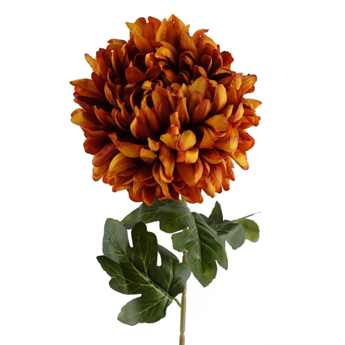 Pack of 6 x 75cm Artificial Extra Reflex Chrysanthemum Orange - Yellow Flower Stems – image 24