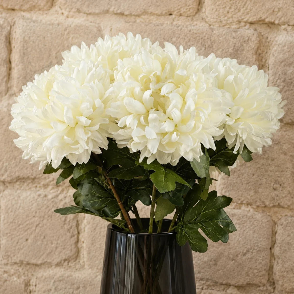 Pack of 6 x 75cm Artificial Extra Reflex Chrysanthemum Orange - Yellow Flower Stems – image 42