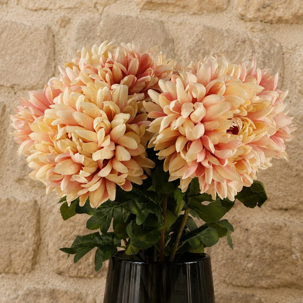 Pack of 6 x 75cm Artificial Extra Reflex Chrysanthemum Orange - Yellow Flower Stems – image 49