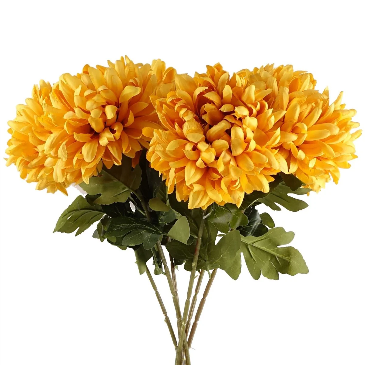 Pack of 6 x 75cm Artificial Extra Reflex Chrysanthemum Orange - Yellow Flower Stems – image 9