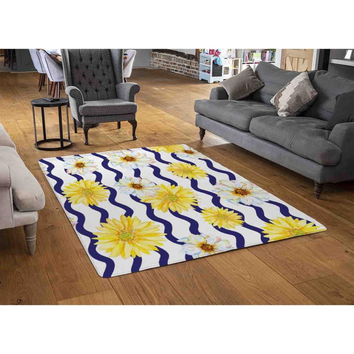 Bright Yellow Flowers  Zig Zags Rug - Yellow / 230cm – image 3