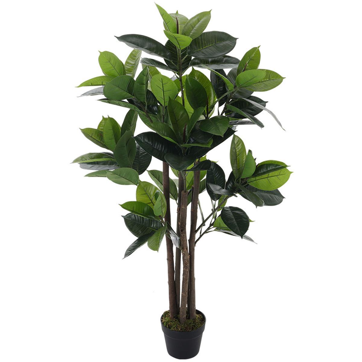 Natural-looking Rubber Tree in Black Planter Tall Fake Plant Decor - Green / 90cm – image 5