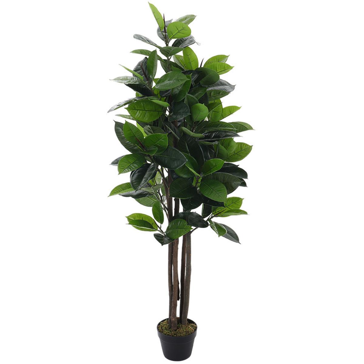 Natural-looking Rubber Tree in Black Planter Tall Fake Plant Decor - Green / 90cm – image 6