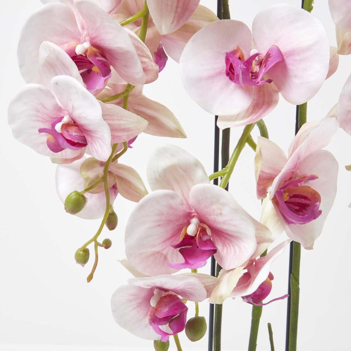 Homescapes Large 64cm Lifelike Pink Artificial Orchid in Grey Cement Pot - Pink – image 5