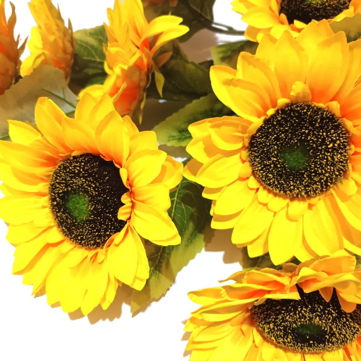 Pack of 3 Artificial Giant Sunflower Sprays - Yellow – image 3