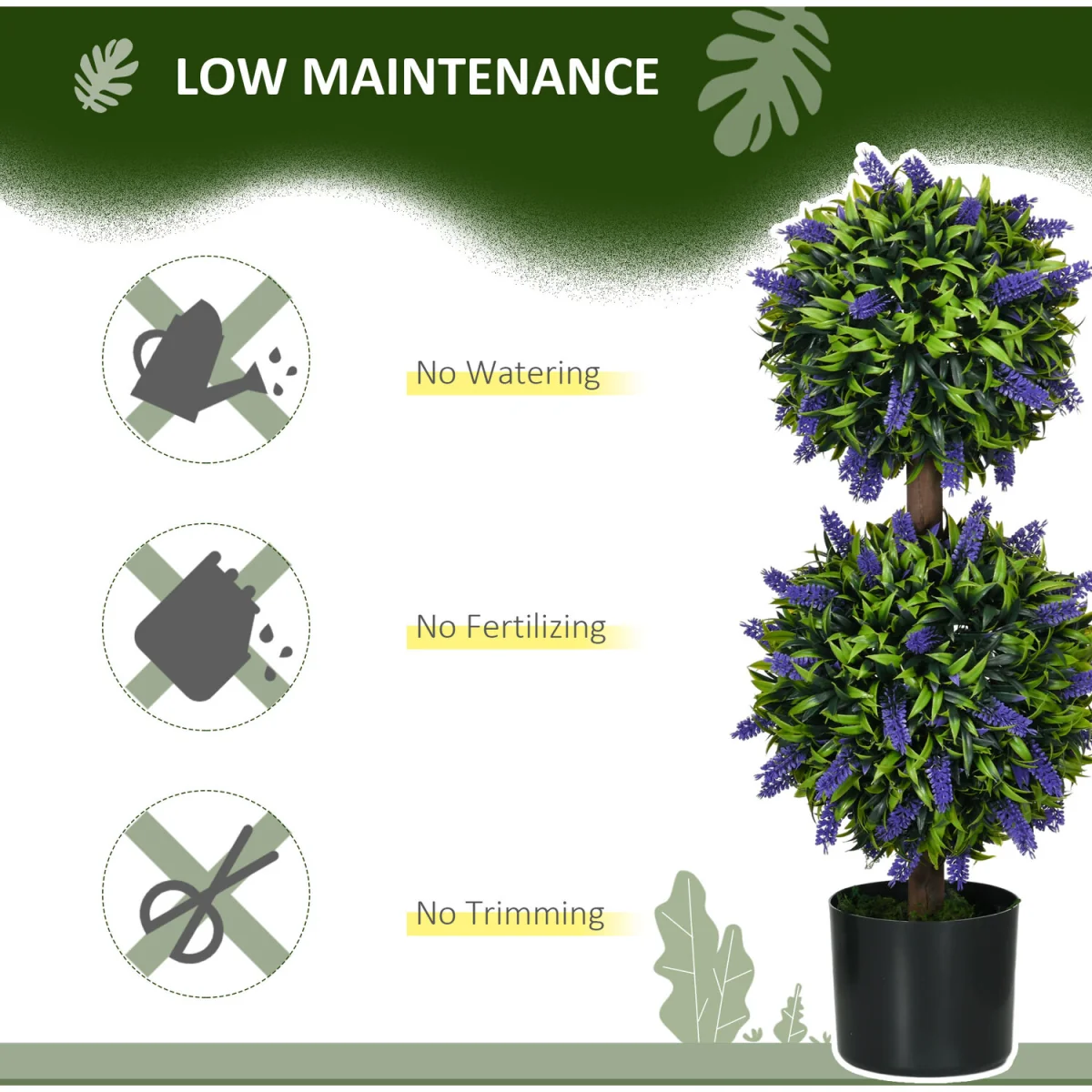 2 Pack Outdoor Artificial Plant Tree with Lavender Flower - Green – image 6
