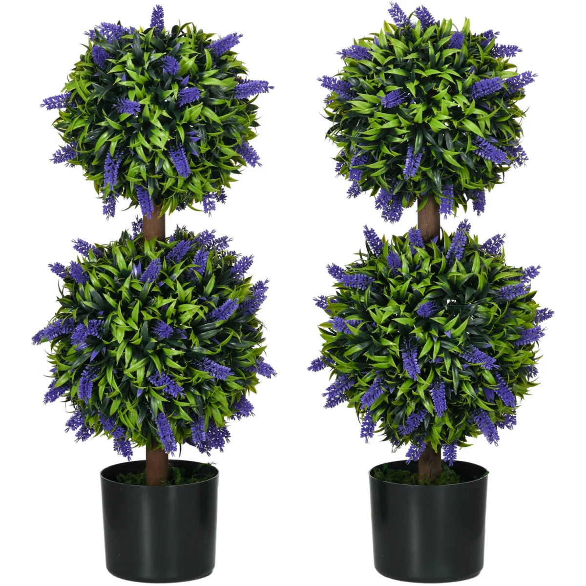 2 Pack Outdoor Artificial Plant Tree with Lavender Flower - Green – image 8