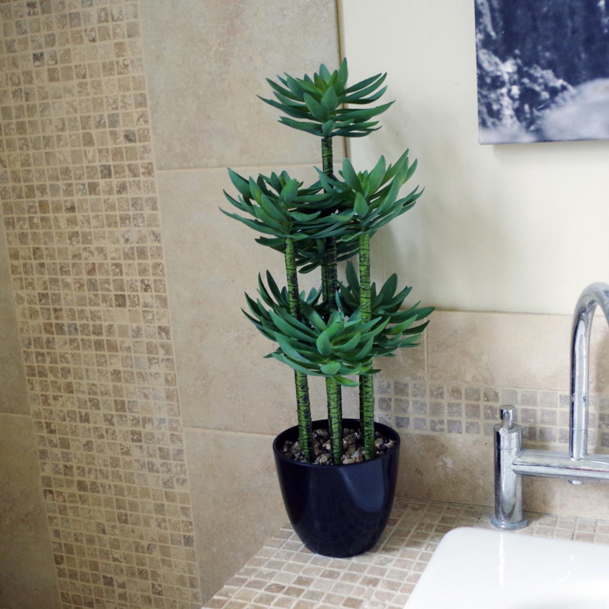 Artificial Tropical Yukka Palm Potted in Planter - Green