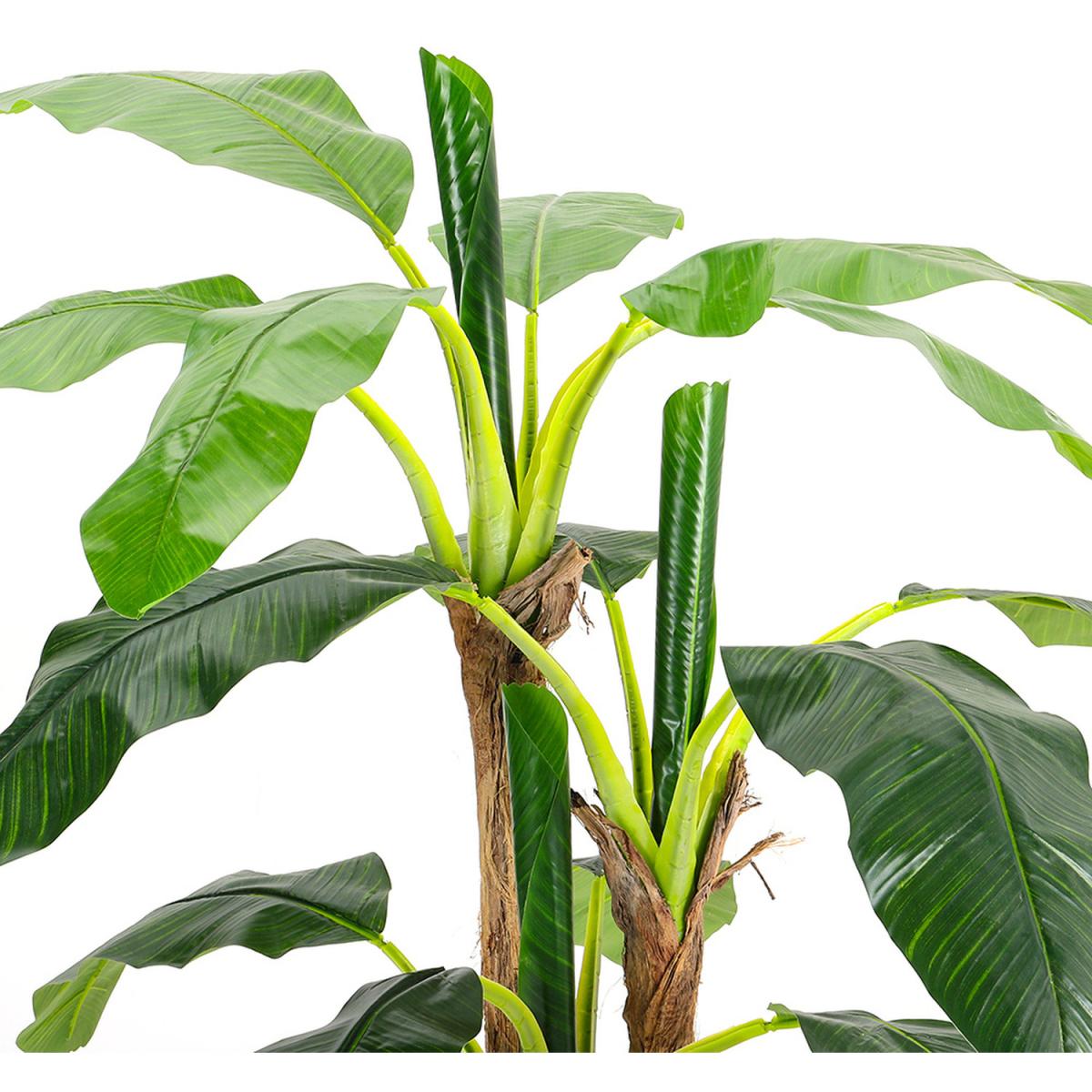 Realistic Banana Artificial Tree 3 Trunk in Black Planter - Green – image 2