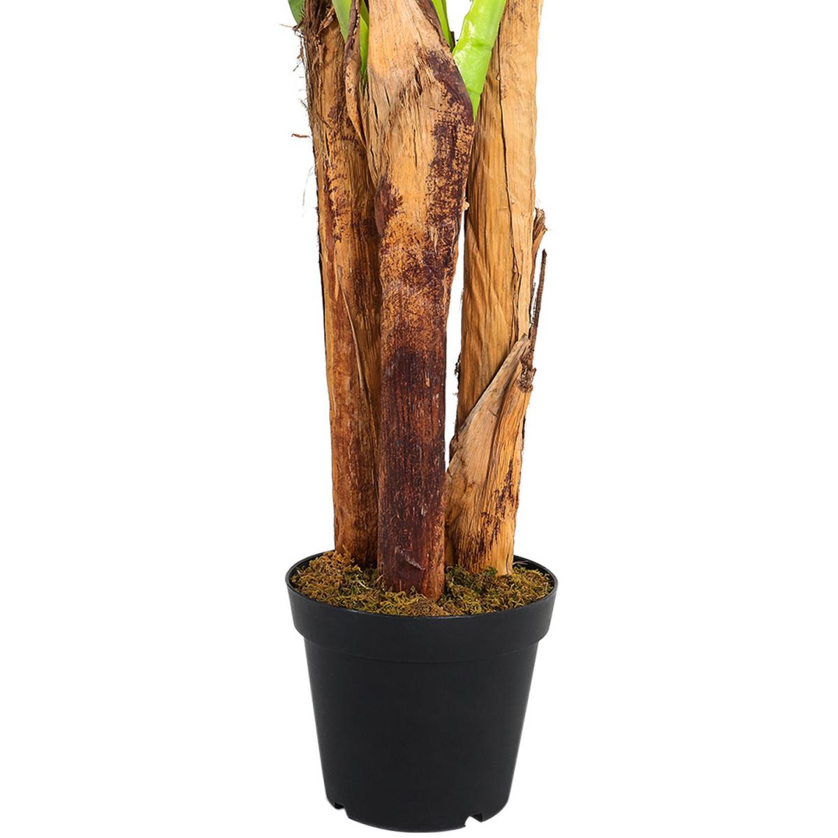 Realistic Banana Artificial Tree 3 Trunk in Black Planter - Green – image 5