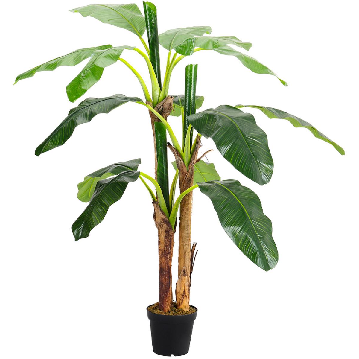 Realistic Banana Artificial Tree 3 Trunk in Black Planter - Green – image 9