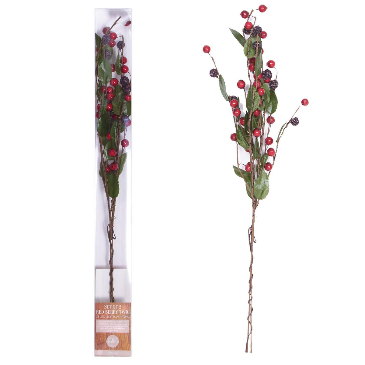 Pack of 2 Red Berry Twig Light – image 2