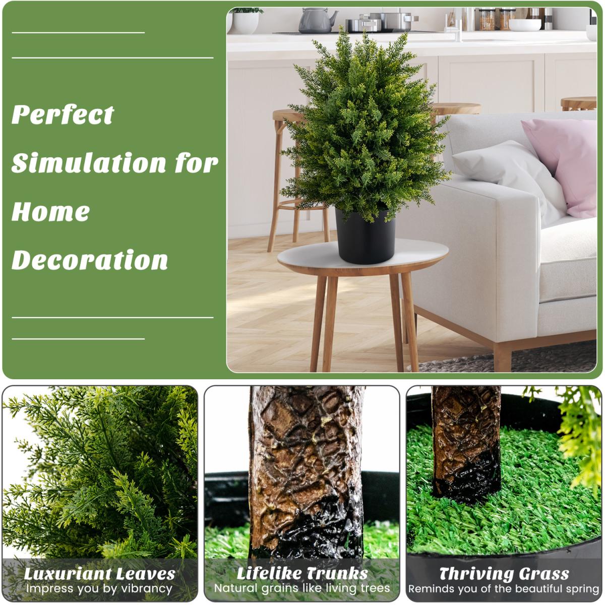 Costway 50cm Artificial Cedar Topiary Ball Tree-Green - Green – image 6