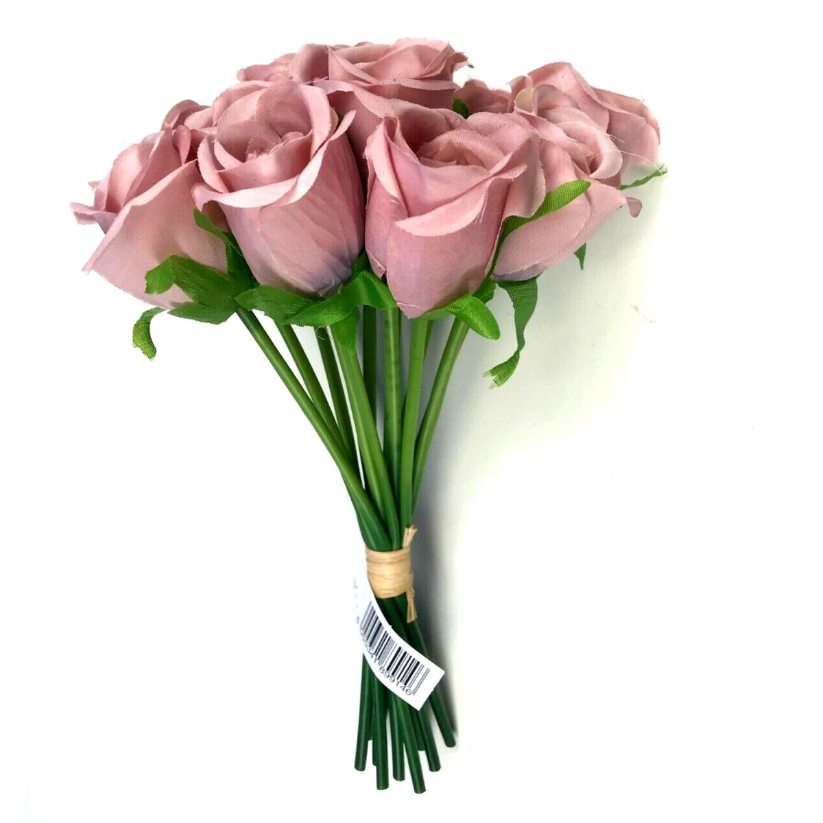 Artificial Faux Rose Flower Bundle with 13 Vintage Pink Flowers - Pink – image 2