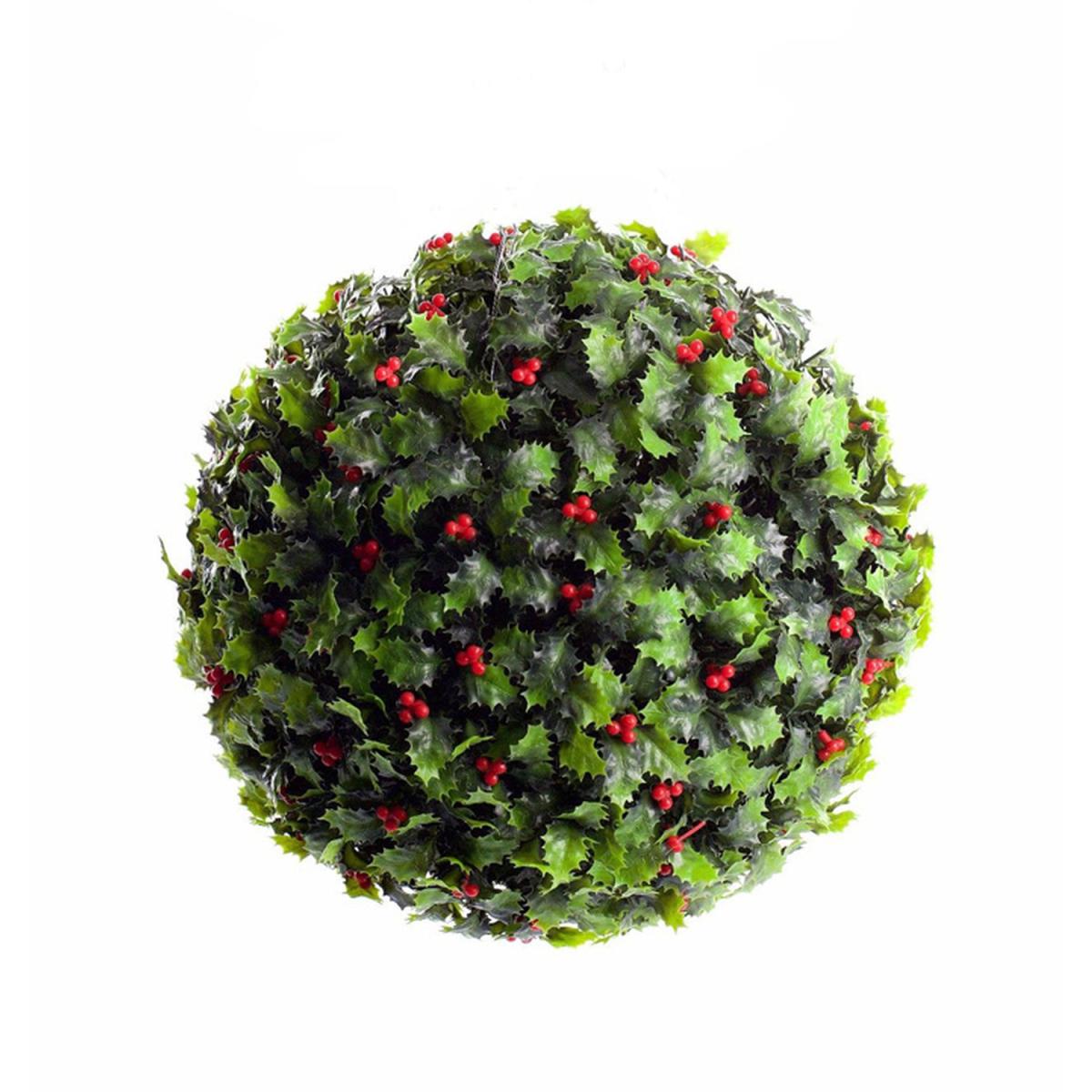 Hanging Artificial Topiary Plant Ball with Berries Decor - Green – image 2