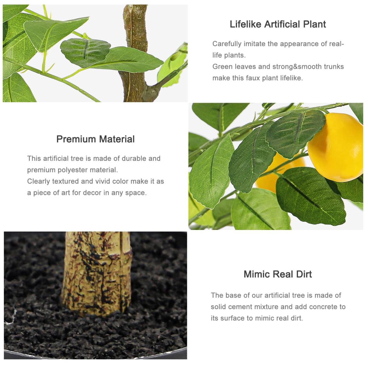 3.5ft Artificial Lemon Tree with 14 Fake Lemons - Green – image 3