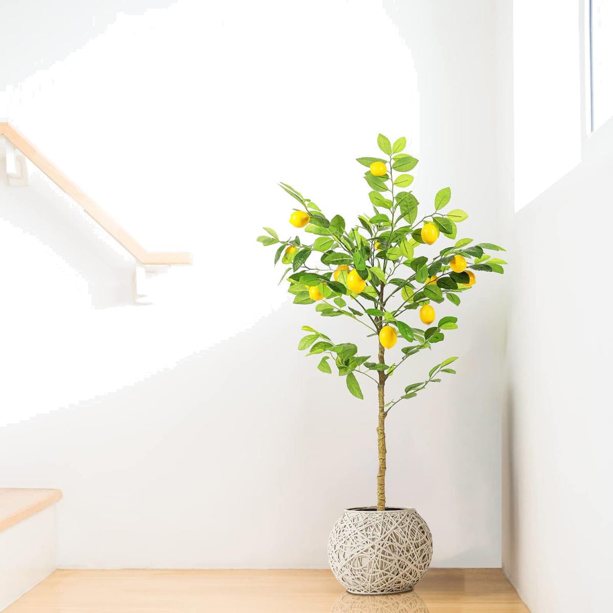 3.5ft Artificial Lemon Tree with 14 Fake Lemons - Green – image 1