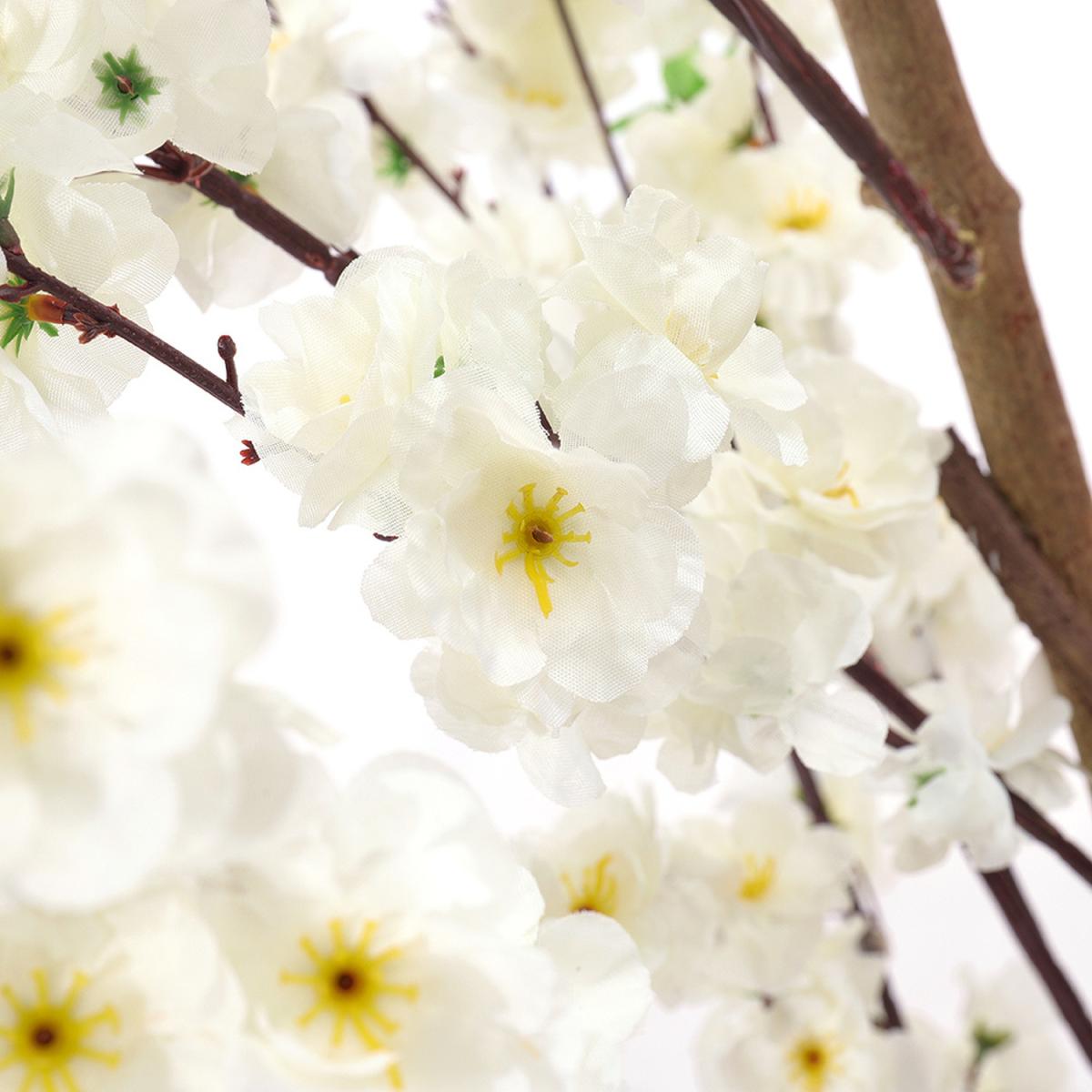 Artificial Peach Blossom Tree Potted Flower Home Plant Decor - White – image 3