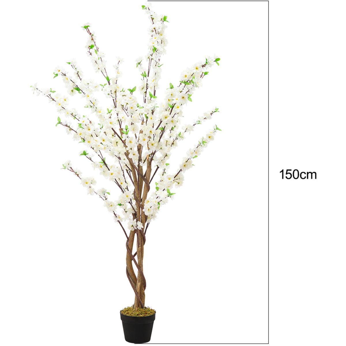 Artificial Peach Blossom Tree Potted Flower Home Plant Decor - White – image 4