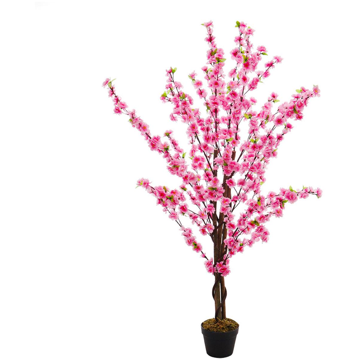 Artificial Peach Blossom Tree Potted Flower Home Plant Decor - White – image 7
