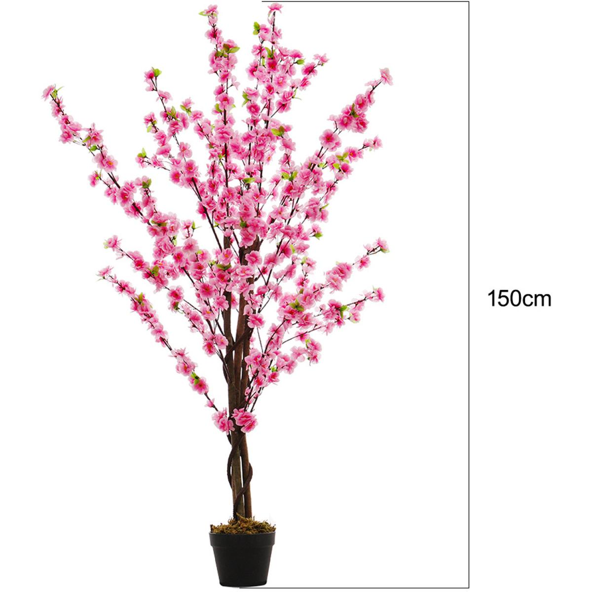 Artificial Peach Blossom Tree Potted Flower Home Plant Decor - White – image 9