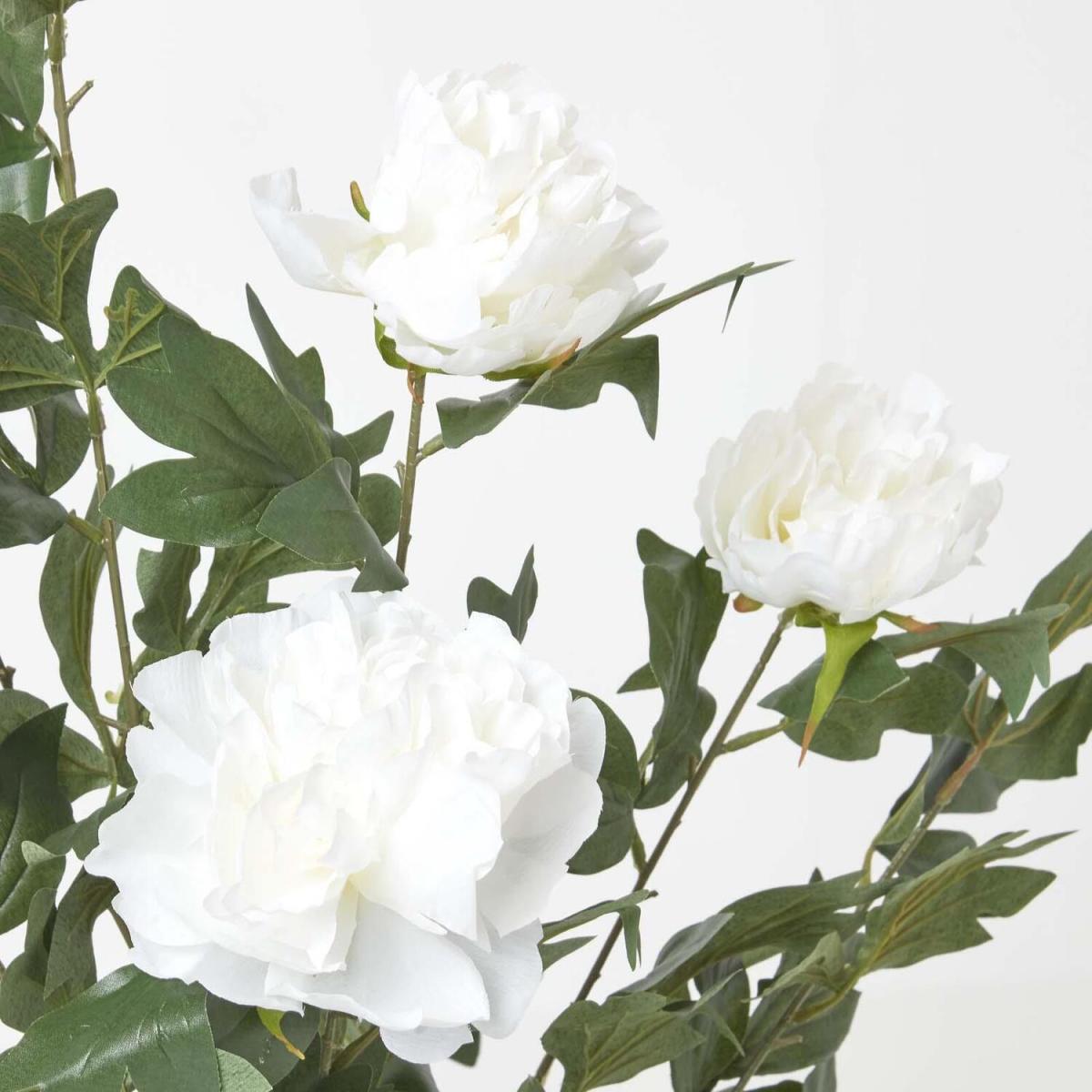 Homescapes Cream Artificial Peony Tree in Black Pot, 100 cm Tall - Cream – image 2