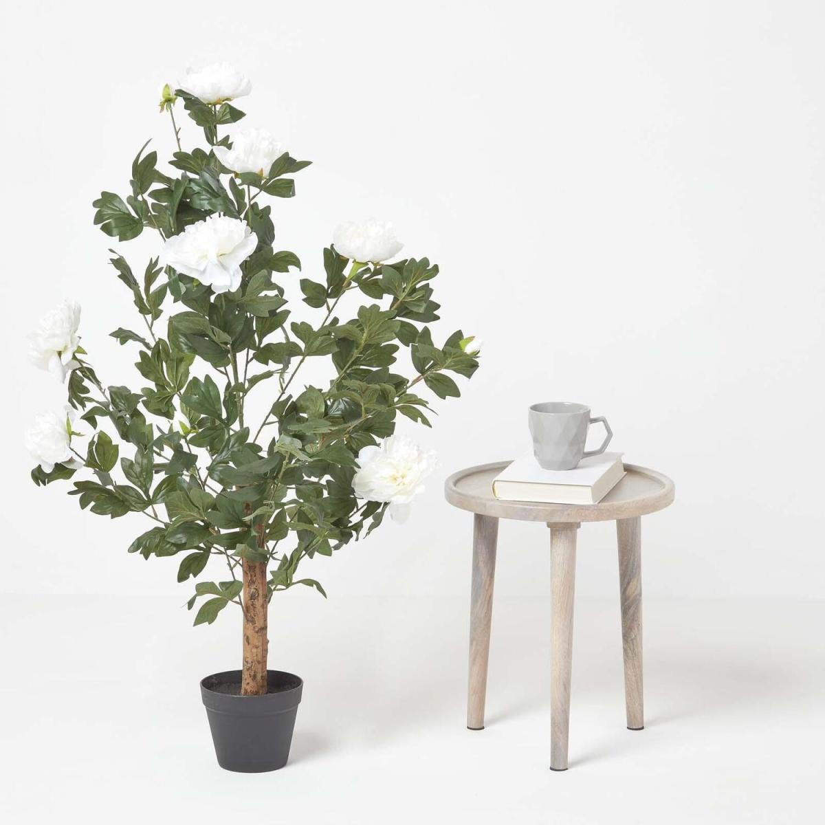 Homescapes Cream Artificial Peony Tree in Black Pot, 100 cm Tall - Cream – image 4