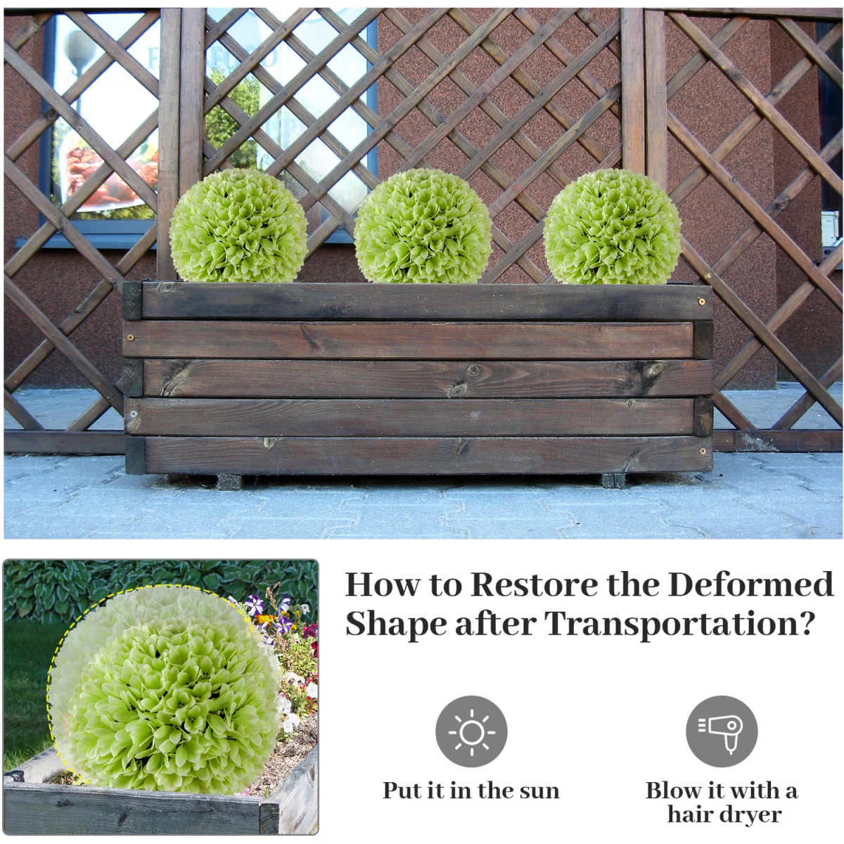 2 PCS Artificial Plant Topiary Balls - Green – image 15