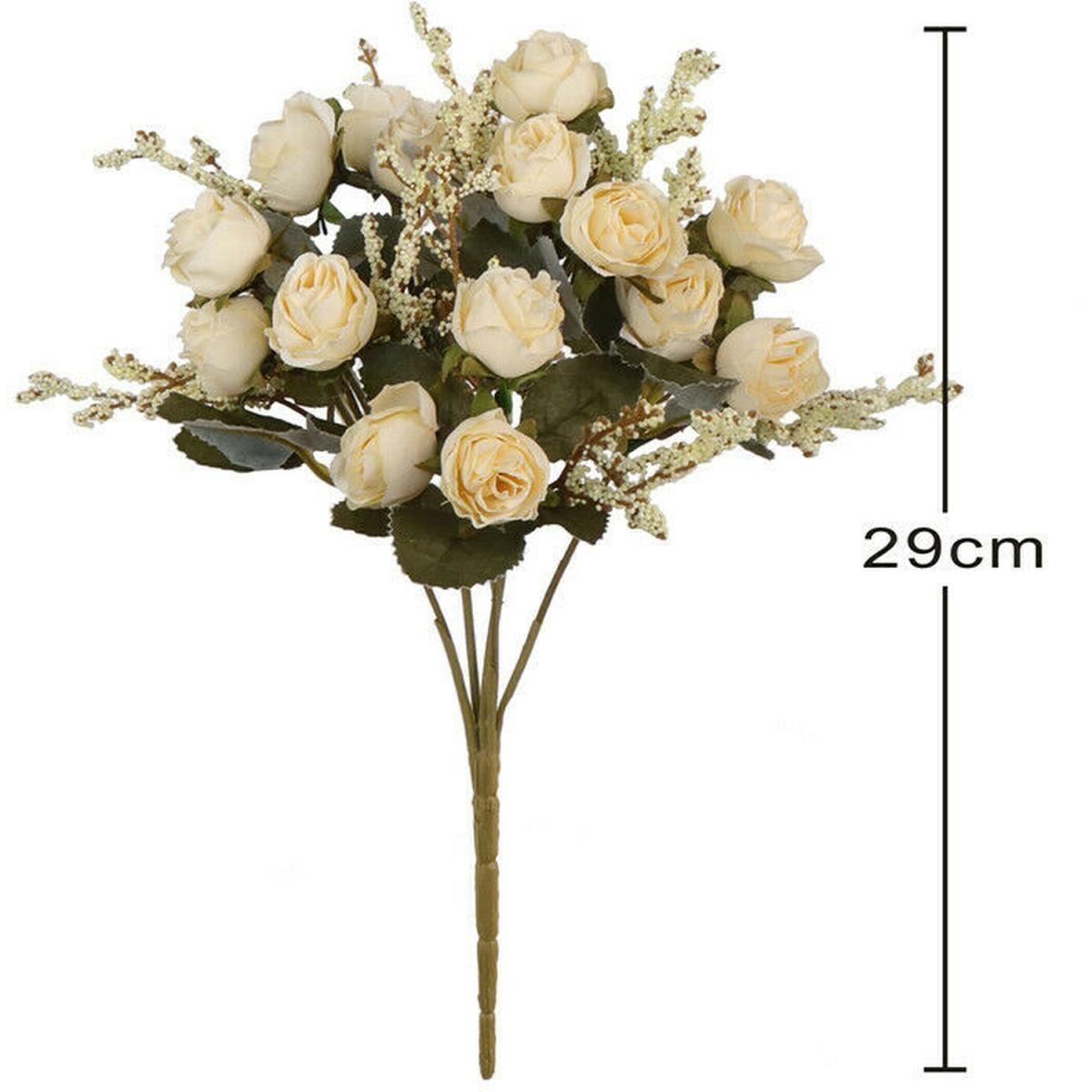 Artificial Fake Silk Lint Flower Bunch Bouquet Wedding Party Decor - White – image 2