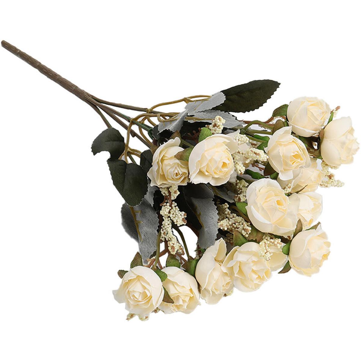 Artificial Fake Silk Lint Flower Bunch Bouquet Wedding Party Decor - White – image 3