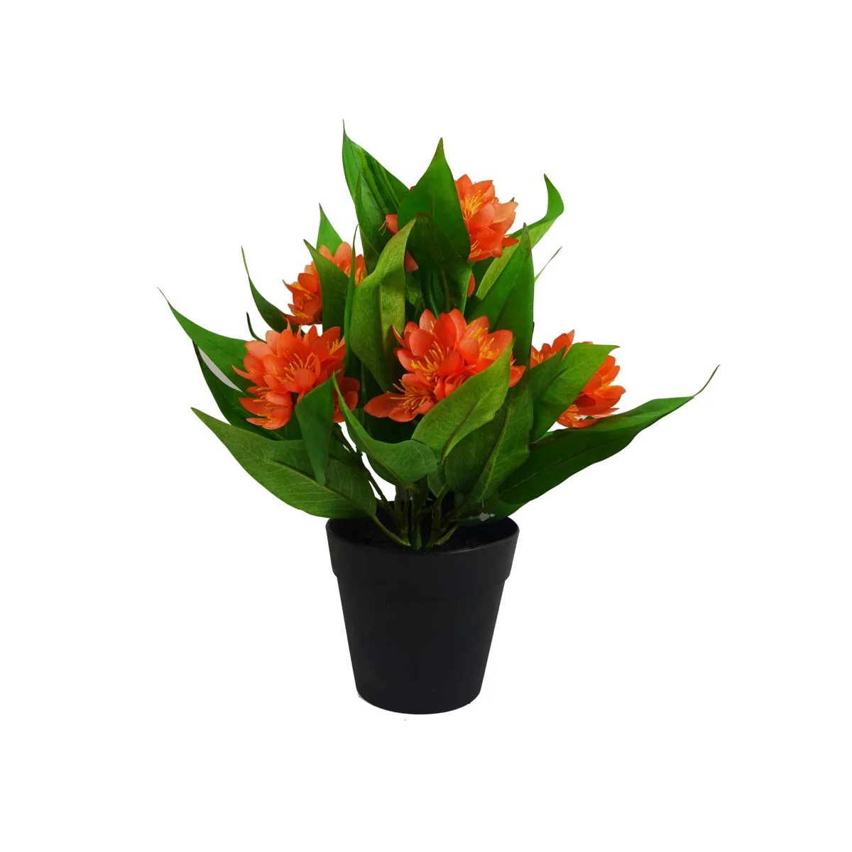 Artificial Flowering Floral Freesia House Pot Plants Ready to Display - Freesia Orange
