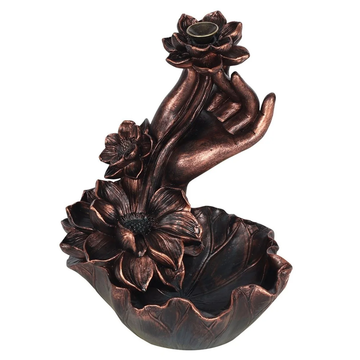 Something Different Hand With Flower Backflow Incense Burner - Brown – image 2