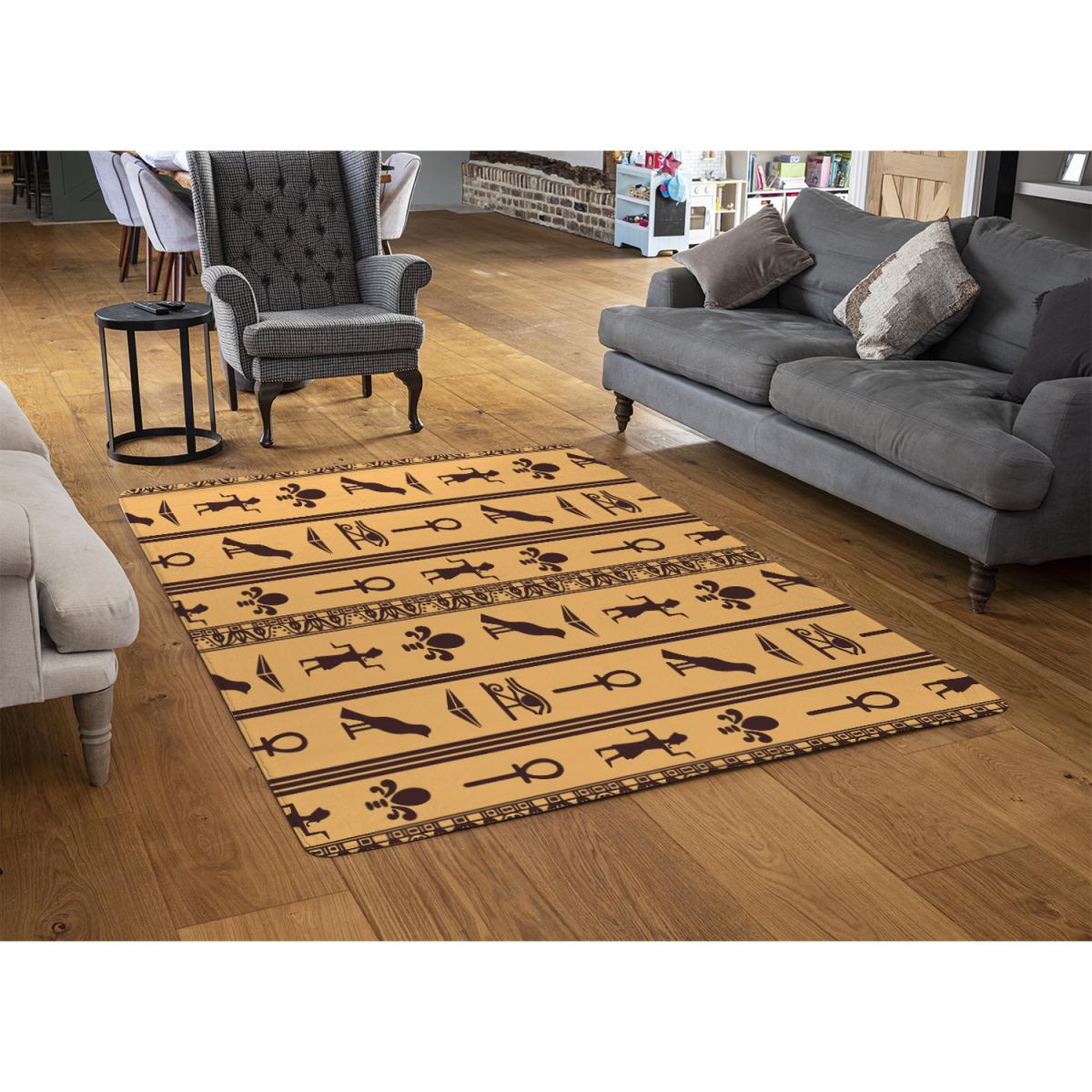Eye Of Horus Pharaoh Flowers Pyramid Bird Ankh Rug - Orange / 230cm – image 3