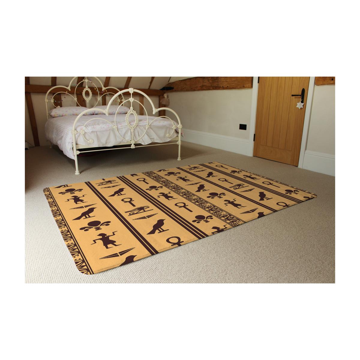 Eye Of Horus Pharaoh Flowers Pyramid Bird Ankh Rug - Orange / 230cm – image 1