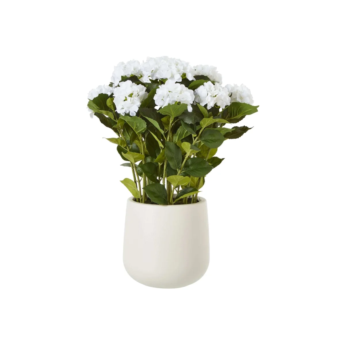 Hydrangea Artificial Plant Matt Pot - White – image 1