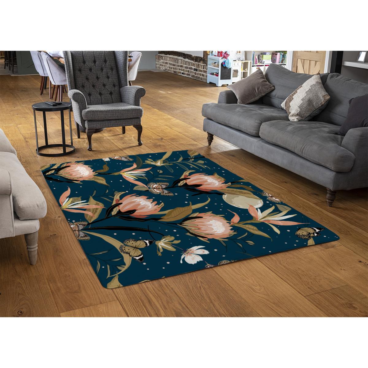 The Moon Butterflies  Flowers Rug - Blue / 230cm – image 3
