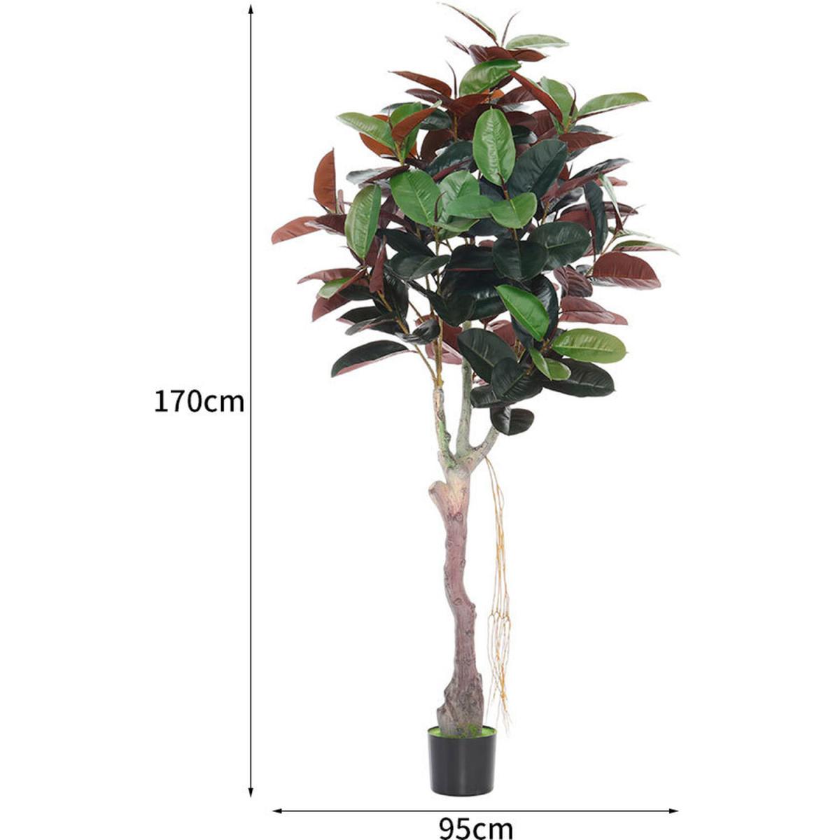 Artificial Rubber Tree Plant Large Greenery Home Decor - Green – image 3