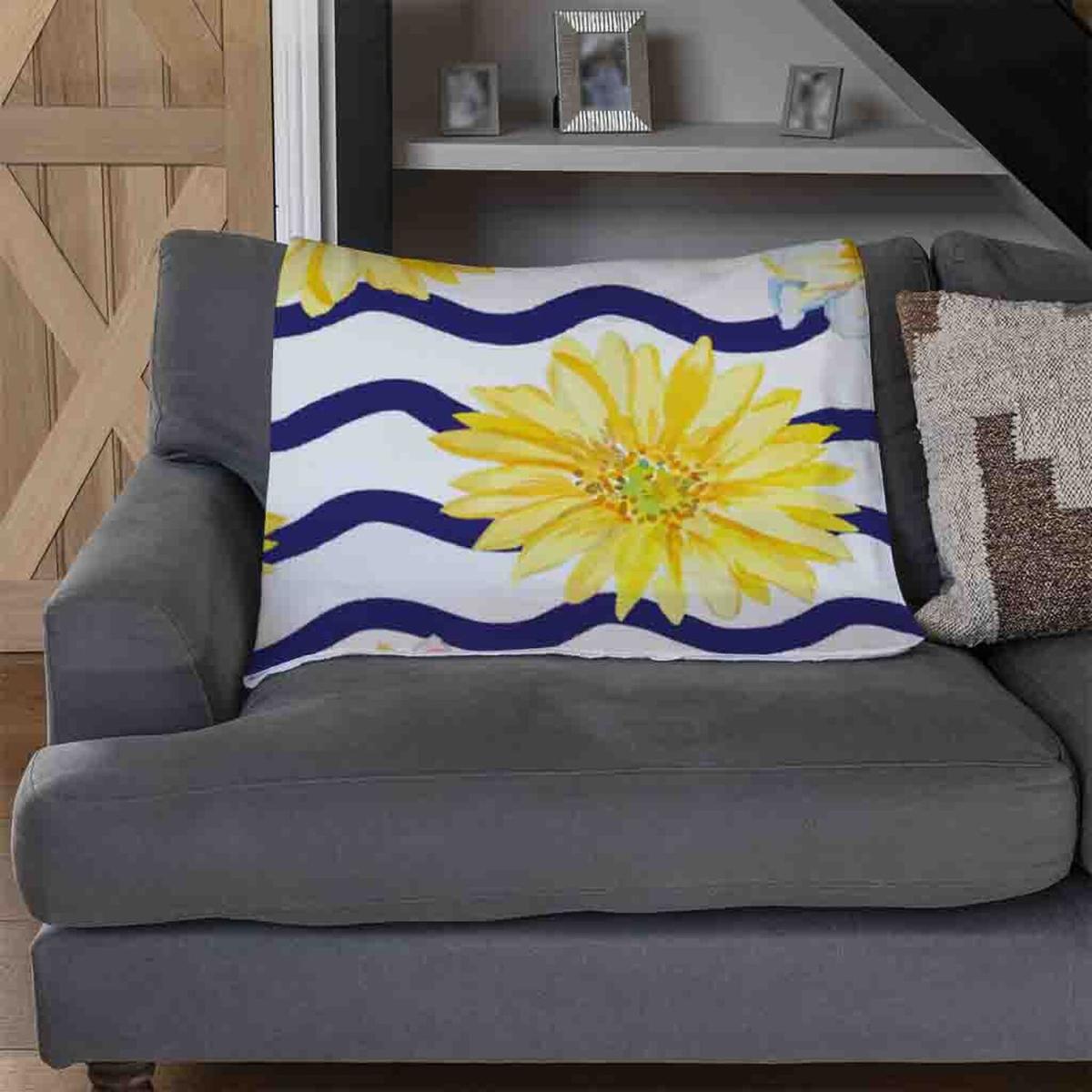 Bright Yellow Flowers Zig Zags Blanket - Yellow – image 3