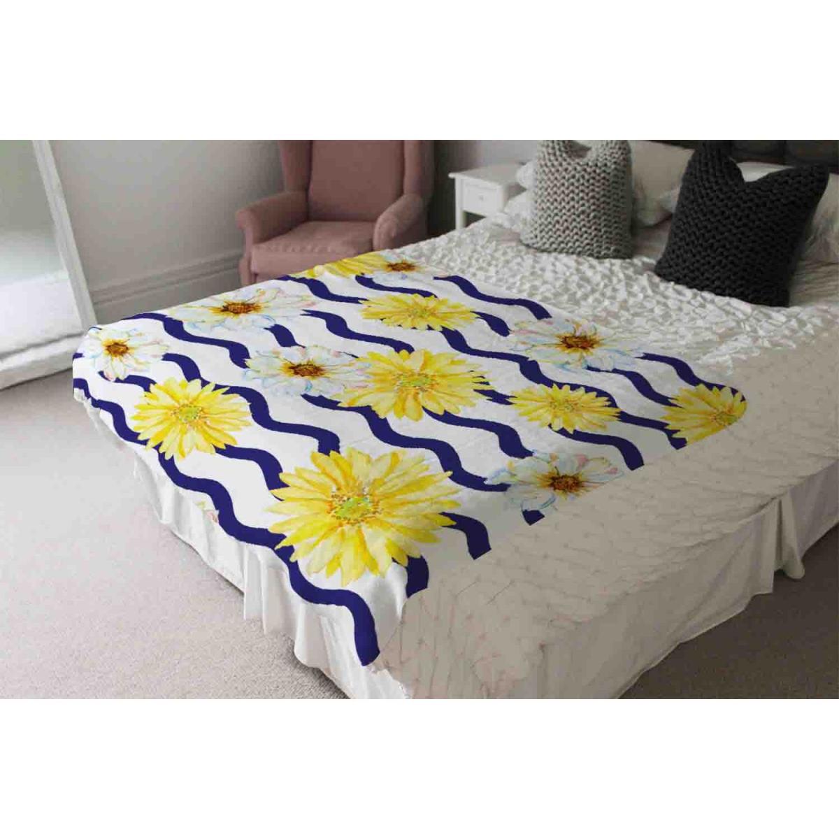 Bright Yellow Flowers Zig Zags Blanket - Yellow – image 4