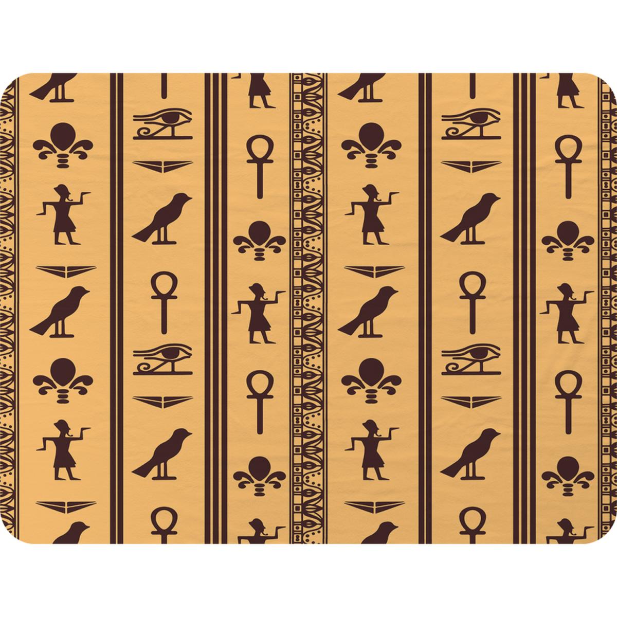 Eye Of Horus Pharaoh Flowers Pyramid Bird Ankh Blanket - Orange – image 2
