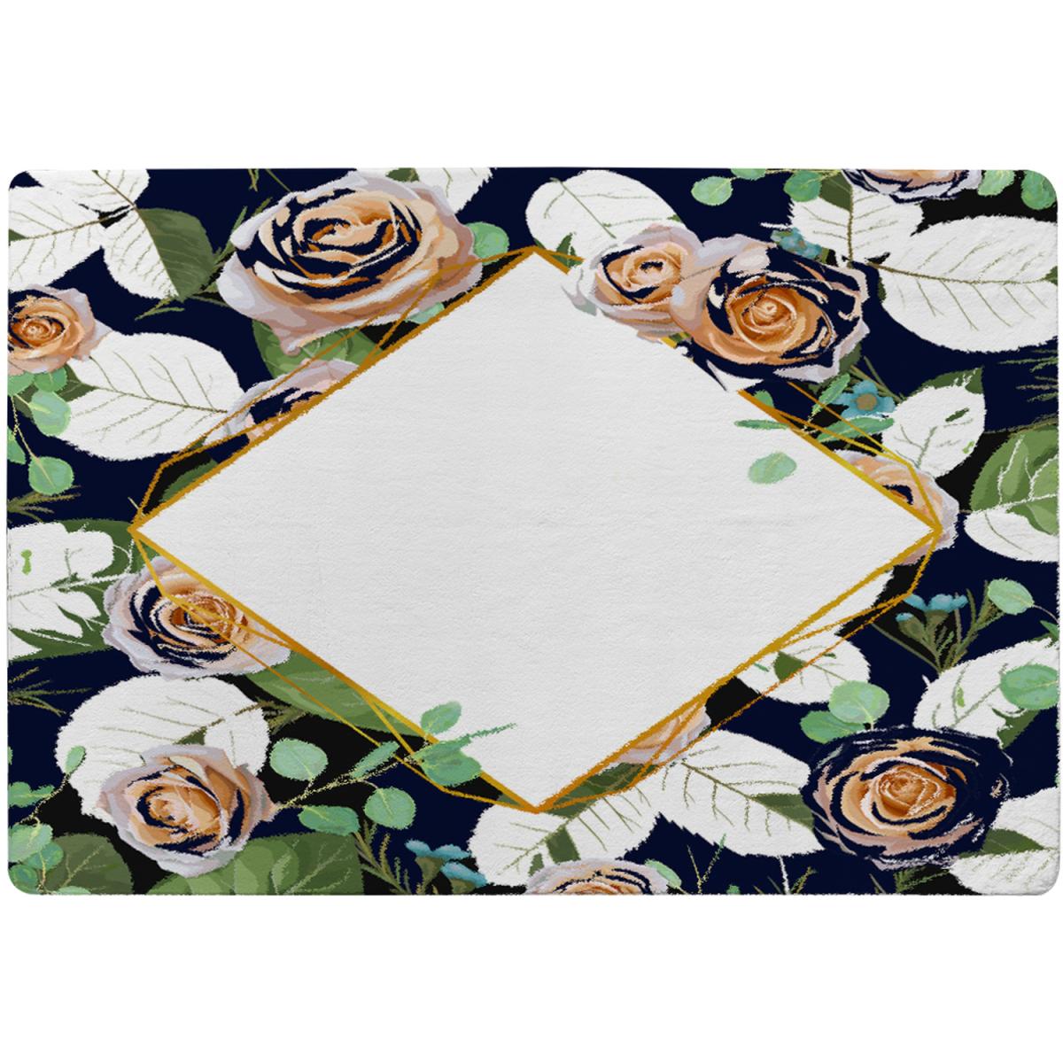 Decorative Flowers On Navy Rug - Blue / 110cm – image 2